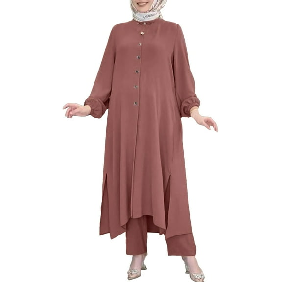 NMMUED Abayas for Women Muslim Dresses for Women Abaya Dress for Women's Muslim 2 Pieces Sets /, Red L