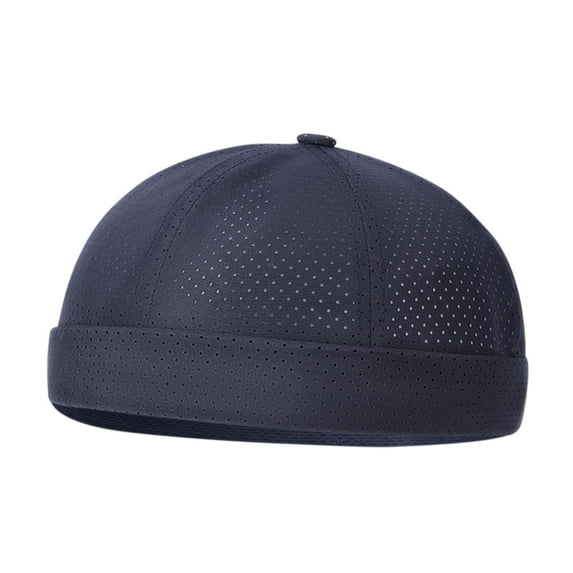 NMMUED Adjustable Mesh Brimless Skull Cap Men's Breathable Summer Docker Hat Headwear Navy One Size