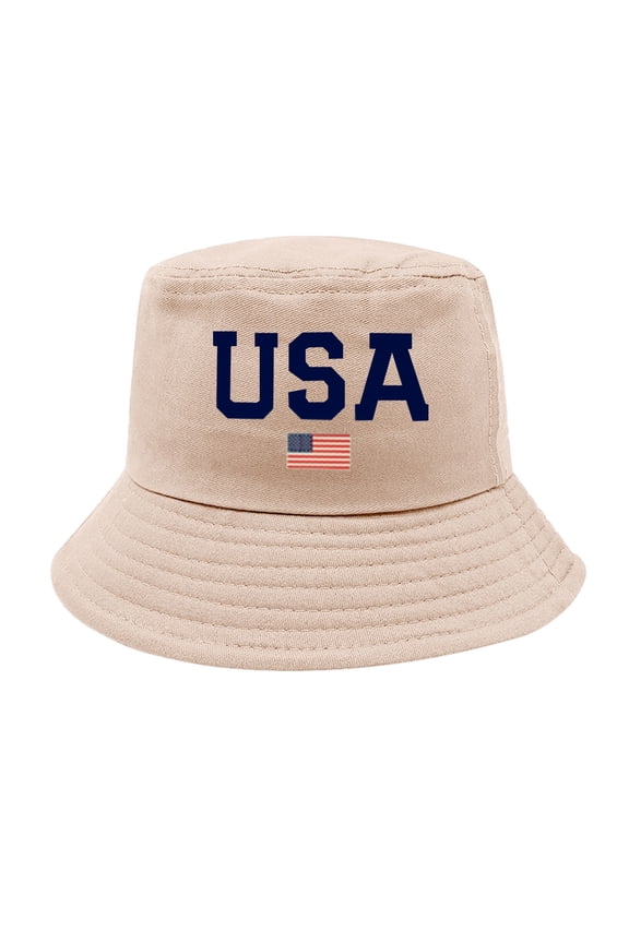 American Flag Bucket Hat 4th of July Bucket Cap for Women Men Unisex Sun Cap Packable Outdoor Fisherman Hat Headwear 250th 4th of July Accessories for Women Beige One Size
