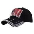 thumbnail image 1 of NMMUED American Flag Hats Adjustable Rhinestone Baseball Cap Usa Patriotic Embroidered Baseball Trucker Hat Red White and Blue Accessories Black One Size, 1 of 3