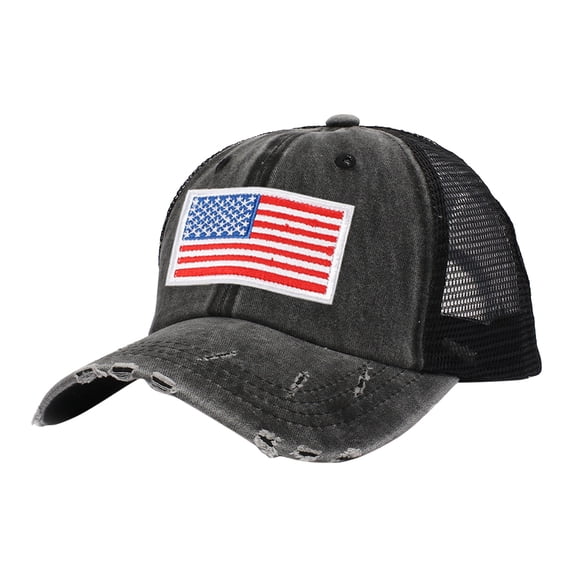NMMUED American Flag Trucker Hat Cap Mesh Back with Adjustable Snapback Strap 4th of July Usa Trucker Cap Usa Themed Accessories Black One Size
