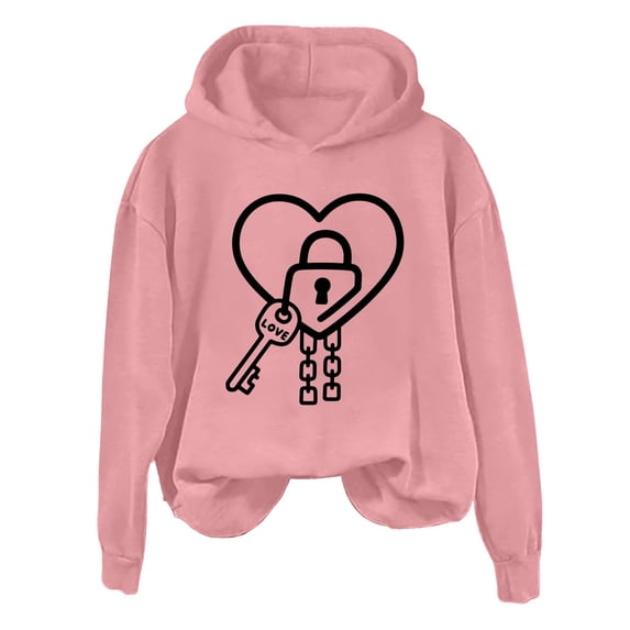 NMMUED Baggy Hoodie, Graphic Sweatshirts for Women, Sweatshirt for Women, Pullover Hoodies, Womens Fall Tops, Pink 4XL