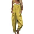 thumbnail image 1 of NMMUED Baggy Overalls for Women Wide Leg Overalls for Women Bib Overalls Women One Piece Jumpsuits for Women Wide Leg Jumpsuits for Women, Yellow 4XL, 1 of 6