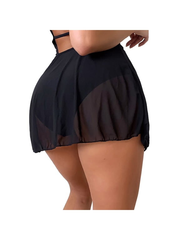 Bathing Suit Cover Ups Skirt Women Sheer Beach Wrap Short Sarong Chiffon Swimsuit Bikini Pareo Mini Summer Vacation Swimwear Outfits Resort Wear Black XL