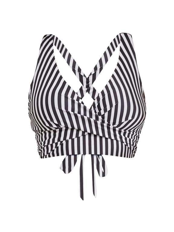 Bathing Suit Tops for Women Bikini Swimwear V Neck Wrap Criss Cross Push Up Padded Swimsuit Top Tie Back Beachwear Summer Vacation Tropical Pool Swimming Suits White XXL