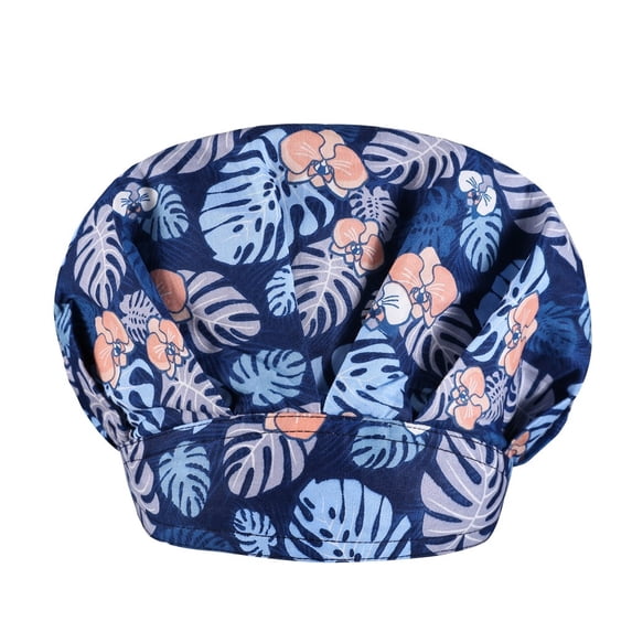 NMMUED Bouffant Caps with Buttons Elastic Bouffant Turban, Nursing Surgical Cap Printed Scrub Working Hats H One Size