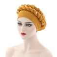 thumbnail image 1 of NMMUED Chemo Turbans for Women Cancer Headwear Pre Tied Braided Beanie Hat Soft Hair Loss Cap Orange One Size, 1 of 2