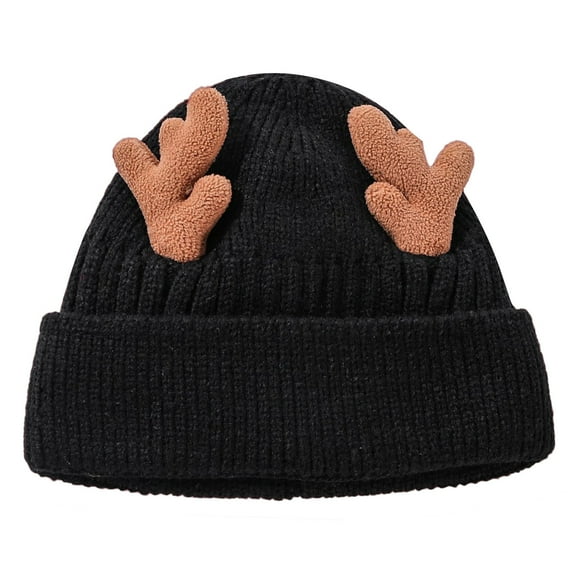 NMMUED Christmas Hat Christmas Beanie Reindeer Antler Beanie Winter Hats for Women Cold Weather Christmas Accessories Winter Beanie Winter Hats for Women Black One Size