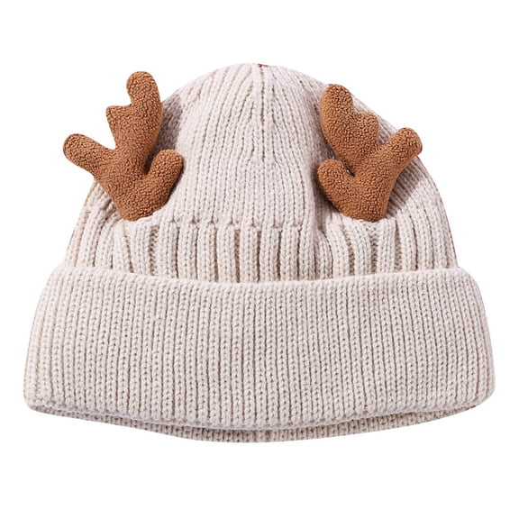 NMMUED Christmas Hats Christmas Beanie Reindeer Hat Knit Hat Beanie Hats for Women Winter Accessories for Women Christmas Accessories Beige One Size