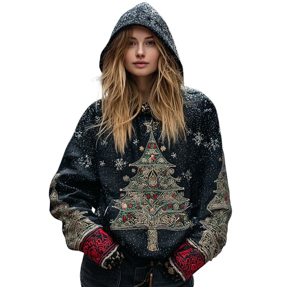 NMMUED Christmas Hoodies for Women Hoodies Y2k Hooded Sweatshirts for Women Xmas Sweatshirt Baggy Hoodie Christmas Apparel for Women Womens Hoodies Pullover Black XL