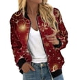 thumbnail image 1 of NMMUED Christmas Jacket for Women Xmas Gifts for Women Light Jackets for Women Holiday Jackets for Women Womens Bomber Jacket Holiday Outfits for Women Workout Jackets for Woman Brick Red S, 1 of 6