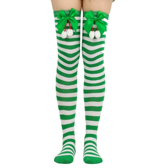 NMMUED Christmas Outfits for Women Over the Knee Socks Christmas Gifts for Women Candy Cane Socks Long Socks for Women Thigh High Stockings Thigh High Striped Socks G One Size