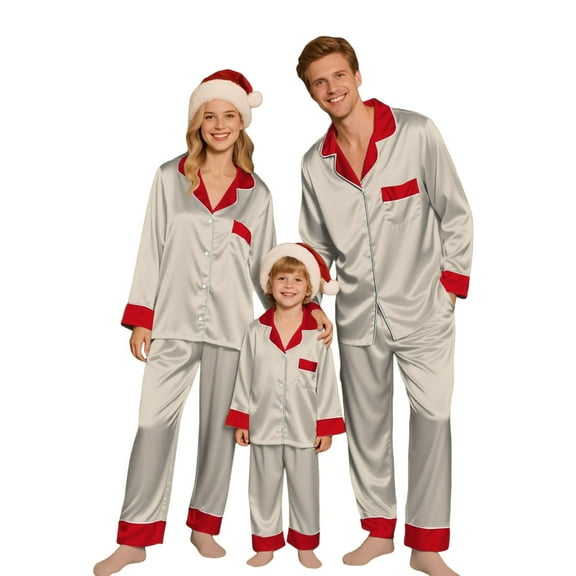 NMMUED Christmas Pajamas Matching Pjs Soft Pajamas Christmas Family Pajamas Matching Sets 2 Piece Lounge Set Christmas Gifts Matching Christmas Pajamas for Family (Dad) Beige S