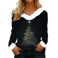 thumbnail image 1 of NMMUED Christmas Shirt Christmas Long Sleeve Shirt Women Thanksgiving Outfit Women Christmas Blouses for Women Womens Long Sleeve T Shirts Funny Christmas Shirts Womens V Neck T Shirts Dark Blue L, 1 of 4