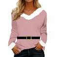 thumbnail image 1 of NMMUED Christmas Shirts Christmas Apparel for Women V Neck T Shirts for Women Funny Christmas Shirts Long Sleeve Shirts for Women Christmas Party Outfits for Women Pink XXL, 1 of 5