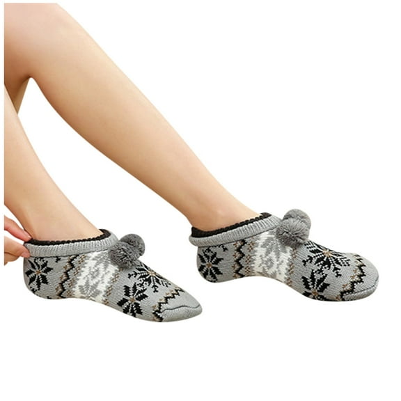NMMUED Christmas Slipper Socks Christmas Socks for Adults Warm Socks for Women Christmas Socks Thick Fuzzy Socks Fuzzy Socks Christmas Fleece Lined Socks Gray One Size