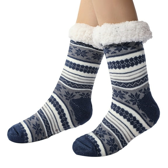 NMMUED Christmas Slipper Socks Christmas Socks Sock Slippers for Women Gifts for Christmas Fuzzy Socks for Women Womens Christmas Socks Sleep Socks Navy One Size