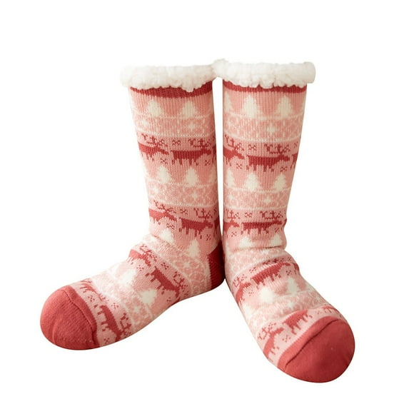 NMMUED Christmas Slipper Socks Fuzzy Socks Christmas Grippy Socks Xmas Socks Non Slip Socks for Women Fluffy Christmas Socks Fuzzy Socks for Women Pink One Size