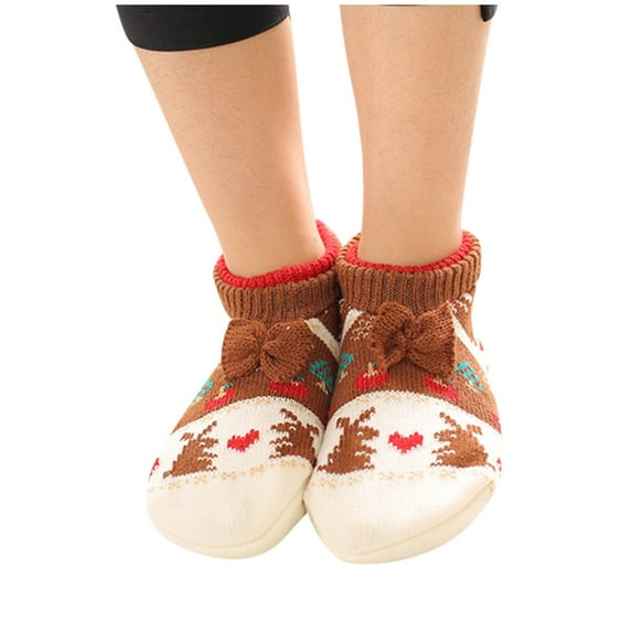 NMMUED Christmas Slipper Socks Holiday Socks Sock Slippers for Women Fuzzy Socks Christmas Winter Socks for Women Christmas Gifts for Women Plush Socks Coffee One Size