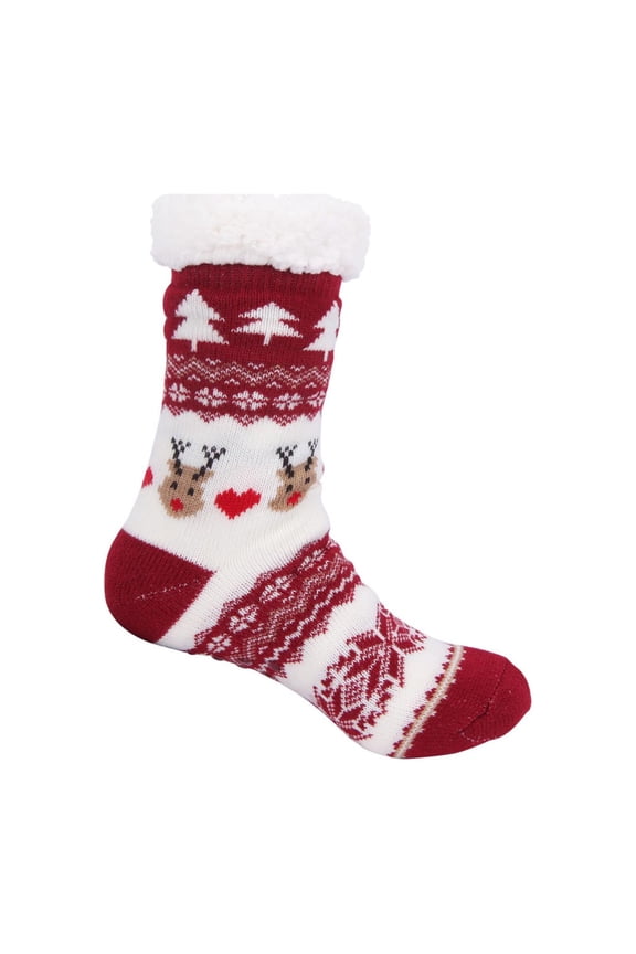 Christmas Slipper Socks Womens Christmas Socks Womens Crew Socks Xmas Gifts for Women Thick Fuzzy Socks Fuzzy Socks Christmas Fluffy Socks Women Wine One Size