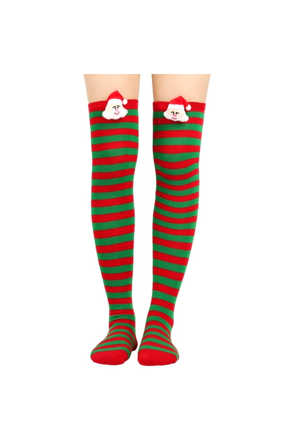 Christmas Socks Candy Cane Socks Leg Warmers Christmas Socks for Adults Long Striped Socks Christmas Gifts for Women Cute Thigh High Socks Army Green One Size