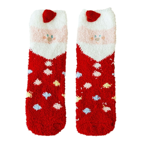 NMMUED Christmas Socks for Women Christmas Fuzzy Socks for Women Striped Socks Christmas Gifts for Girlfriend Womens Fuzzy Socks Holiday Socks Fuzzy Socks for Women Red One Size