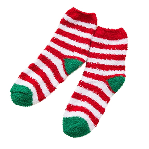 NMMUED Christmas Socks for Women Christmas Fuzzy Socks for Women Warm Fuzzy Socks for Women Gifts for Christmas Fluffy Socks Women Fluffy Christmas Socks Plush Socks Multi-color 2 One Size