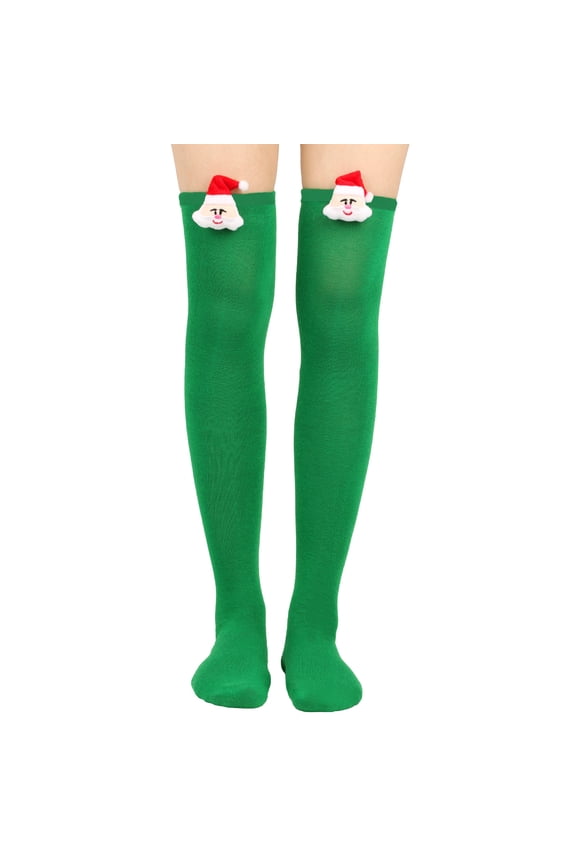 Christmas Socks for Women Christmas Gifts for Women Striped Socks Christmas Thigh High Socks Long Socks for Women Holiday Stockings for Women Thigh High Stockings Green One Size