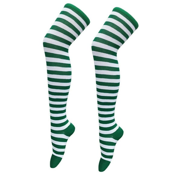 NMMUED Christmas Socks for Women Christmas Socks for Adults Warm Socks for Women Christmas Striped Socks Striped Socks Green and White Striped Socks Leg Warmers Army Green One Size