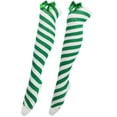 thumbnail image 1 of NMMUED Christmas Socks for Women Christmas Striped Socks Warm Socks for Women Christmas Gifts for Women Thigh High Stockings Green and White Striped Socks Leg Warmers Green One Size, 1 of 8