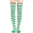 thumbnail image 1 of NMMUED Christmas Socks for Women Christmas Thigh High Socks Thigh High Stockings Red and White Socks Leg Warmers Christmas Socks for Adults Over the Knee Socks White One Size, 1 of 6