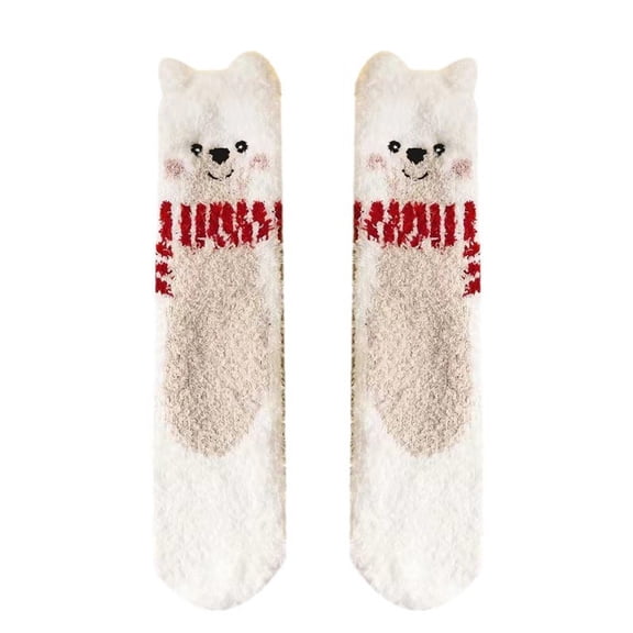 NMMUED Christmas Socks Women Fuzzy Socks Christmas Striped Socks Fluffy Christmas Socks Fuzzy Socks for Women Christmas Fuzzy Socks Plush Socks White One Size