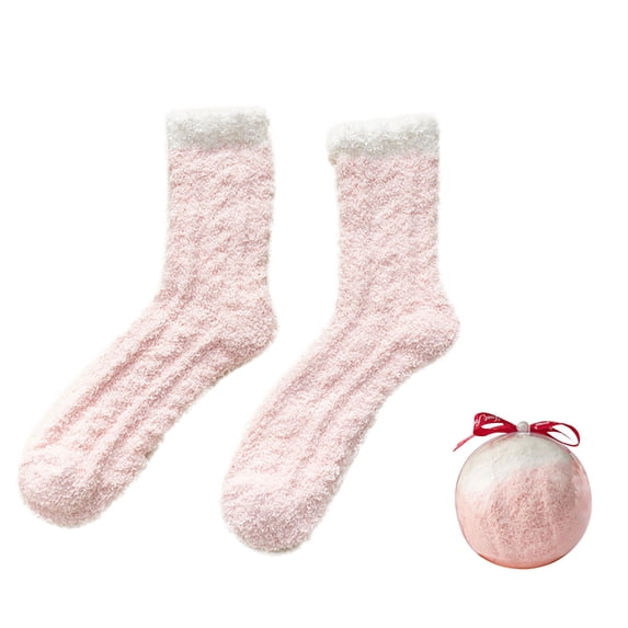 NMMUED Christmas Socks for Women Gifts for Christmas Funny Fuzzy Socks Christmas Gifts for Girlfriend Thick Fuzzy Socks Fuzzy Christmas Socks Thick Crew Socks Women Pink One Size