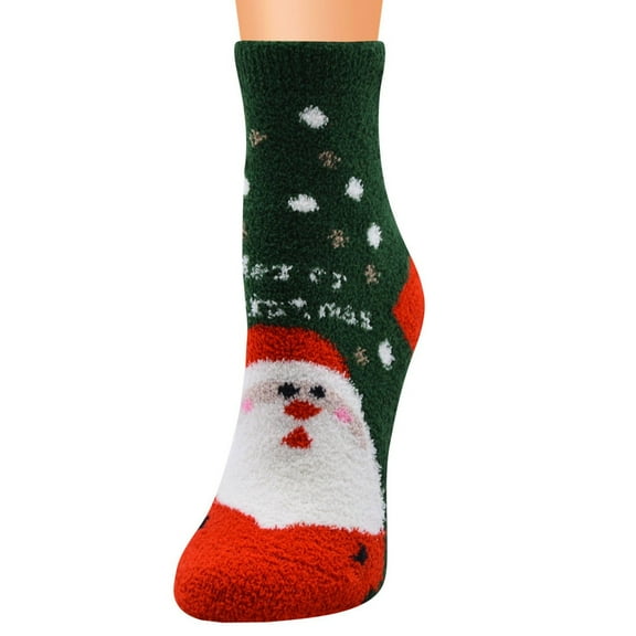 NMMUED Christmas Socks Women Gifts for Christmas Striped Socks Holiday Socks Cute Socks Fuzzy Socks Christmas Fuzzy Socks Green One Size
