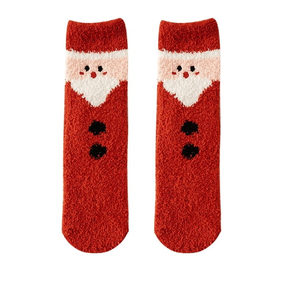 NMMUED Christmas Socks Women Thick Fuzzy Socks Fluffy Christmas Socks Christmas Fuzzy Socks for Women Christmas Stockings Fluzzy Socks Soft Socks Red One Size