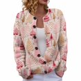 thumbnail image 1 of NMMUED Christmas Sweaters Christmas Cardigan Casual Outerwear Christmas Tops for Women Crew Neck Cardigan for Women Vintage Christmas Sweater Loose Sweaters for Women Hot Pink XXL, 1 of 6