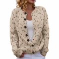 thumbnail image 1 of NMMUED Christmas Sweaters Christmas Cardigan Printed Cardigans for Women Christmas Cardigan Sweaters for Women Casual Outerwear Funny Christmas Sweater Knit Sweater Khaki M, 1 of 6