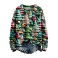 thumbnail image 1 of NMMUED Christmas Sweaters Ladies Christmas Tops Graphic Sweaters for Women Christmas Clothes for Women Womens Crew Neck Sweater Vintage Christmas Sweater Pullover Sweaters for Women Dark Green L, 1 of 5