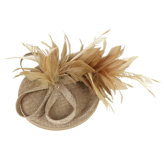 NMMUED Church Fascinator Hats for Women Formal Dress Hat Statement Feather Mesh Detail Wedding Guest Garden Party Tea Party Elegant Headpiece Yellow