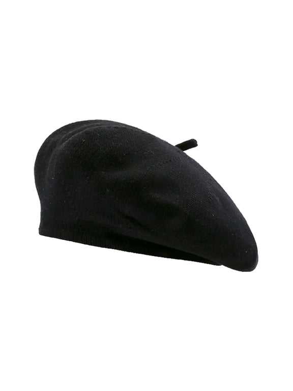 Classic French Beret for Women Vintage Artist Cap Lightweight Winter Slouchy Hat Black M