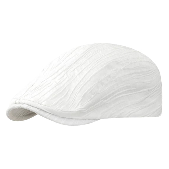 NMMUED Classic Textured Ivy Cap for Men Retro Newsboy Hat Lightweight Flat Cap Driving Cabbie Cap White One Size