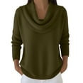 thumbnail image 1 of NMMUED Cowl Neck Sweater for Women Fitted Sweaters for Women Womens Pullover Sweaters Knit Sweater for Women Business Casual Sweaters for Women Pullover Sweaters for Women Dark Green L, 1 of 5