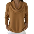 thumbnail image 1 of NMMUED Cowl Neck Sweater Womens Pullover Sweaters Womens Tops Casual Knit Sweater for Women Sweater Tops for Women Knits Clothing Knit Top Brown XXL, 1 of 5