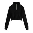 thumbnail image 1 of NMMUED Cropped Sweatshirt, Oversized Crewneck Sweatshirt Women, Womens Fall Tops, Sweatshirt for Women, Going Out Tops for Women, Black L, 1 of 4