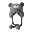 thumbnail image 1 of NMMUED Cute Plush Bear Hat with Earflaps Fuzzy Winter Warm Trapper Hat Kawaii Animal Cap Gray One Size, 1 of 3