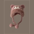 thumbnail image 1 of NMMUED Cute Plush Bear Hat with Earflaps Fuzzy Winter Warm Trapper Hat Kawaii Animal Cap Pink One Size, 1 of 3