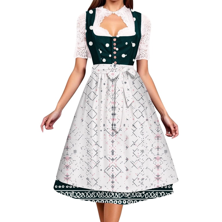green oktoberfest dress Fabulous German Green Printed Dirndl T-Shirts Style