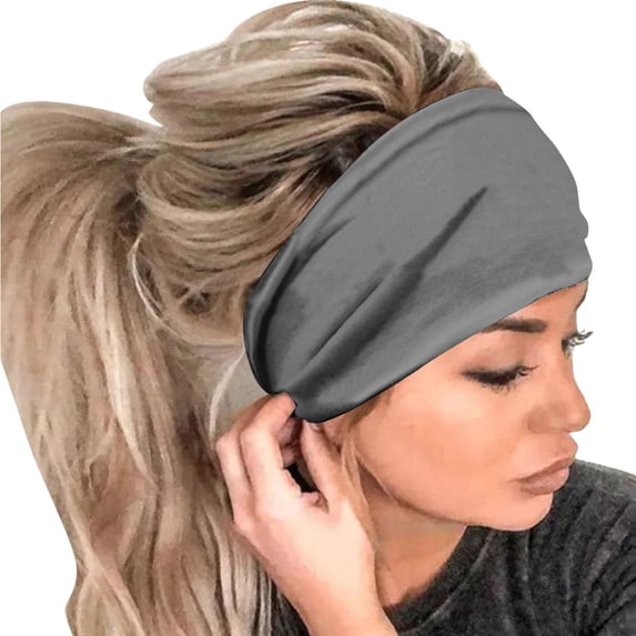 NMMUED Elastic Hair Bands for Women Wide Non-slip Sweatbands Soft Headbands for Yoga Gym Running C One Size