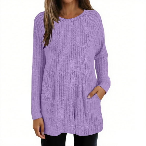 NMMUED Fall Clothes for Women, Blouses for Women Dressy Casual, Fall Outfits for Women, Ribbed Tops for Women, Womens Tops Casual, Purple M