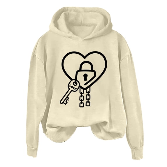NMMUED Fall Clothes for Women, Graphic Sweatshirts for Women, Oversized Hoodies for Women, Plain Hoodies, Travel Hoodie, Beige L